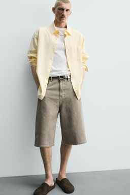 BERMUDA DENIM BALLOON FIT ESTRUCTURA / Khaki