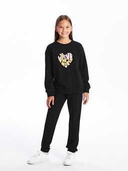 Bisiklet Yaka Bask?l? K?z ?ocuk Sweatshirt - Waikiki фото 3