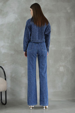 Mavi Dokulu Crop Denim Ceket TWOSS25CE00030 - Trendyolmilla фото 6