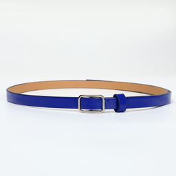 Ремень женский тонкий, 110×1.3 см, прямоугольная пряжка металл, серебристая, синий