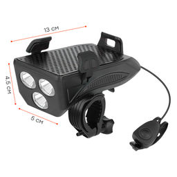 Фонарь передний COMIRON HOLDER ABS, IPX5; 3*T6 LED, 400lm 4800mAh USB индикатор заряда POWER BANK сигнал 130Дб крепление смартфона чёрный /уп 20/80/ - Галеонтрейд фото 3