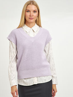 пуловер женский из хлопка без рукавов