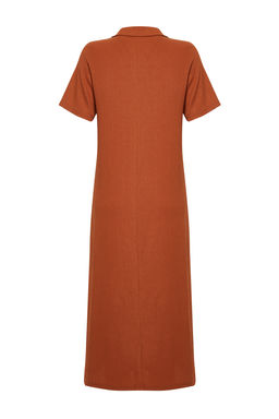 Murdum Polo Yaka K?sa Kol Midi Burumcuk/Dokulu Orme Elbise TWOSS24EL00478 - Trendyolmilla фото 8