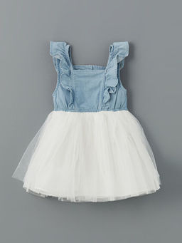 Kare Yaka T?t? K?z Bebek Elbise