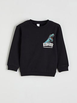 Bask?l? Erkek ?ocuk Kal?n Sweatshirt 2li