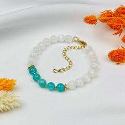 Браслет из Селенита и Амазонита - Радуга самоцветов фото 2