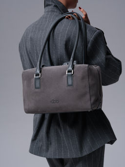 Замшевая сумка Cube DBR 31333 серый замок  фото 4