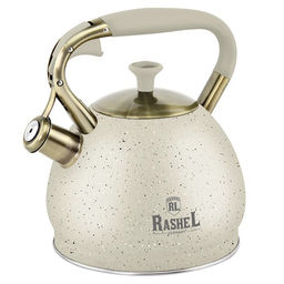 Чайник из нержавеющей стали 3 л со свистком,цвет: кремовый (М-7902) /Rashel/