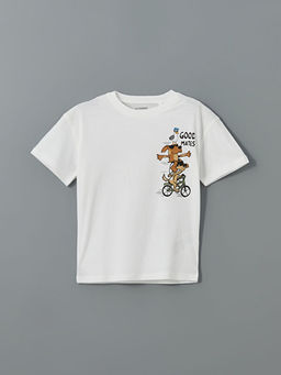 Bisiklet Yaka Bask?l? Erkek ?ocuk Ti??rt