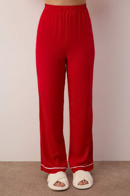 Bordo Kalp Nak?sl? Biyeli Viskon Dokuma Pijama Tak?m? THMAW25PT00179