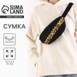 Сумка поясная, отдел на молнии, чёрная