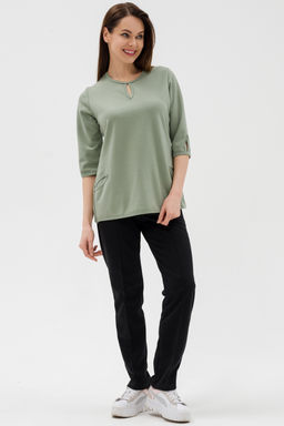 Кофта женская из коттон фита Анфиса полынь - Амадэль фото 2