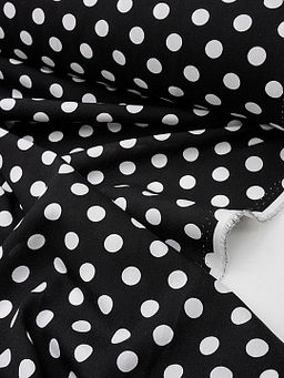 Штапель Белый горох (11мм) цв.черный, ш.1.45м, вискоза-100%, 95гр/м.кв