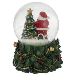 Фигурка декор в стекл шаре "Дед Мороз" ( подсв, муз, вьюга, AAAх3 н/п), D 10 см, L11 W11 H15 см