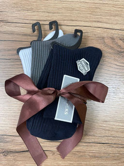 PND073 Подарочный набор: носки, три пары ЧЕРНЫЙ