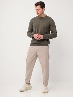 Джемпер мужской с воротником поло GREG G128-AC435 (хаки)  фото 4