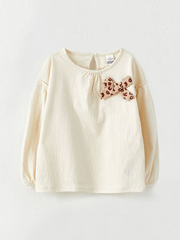 Bisiklet Yaka Uzun Kollu Fiyonk Detayl? K?z Bebek Bluz