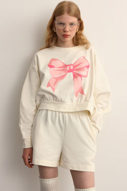 Свитшот укороченный с принтом бант - Mollis фото 2