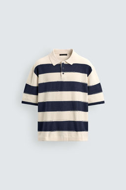 POLO PUNTO RAYAS IRREGULARES / Marino