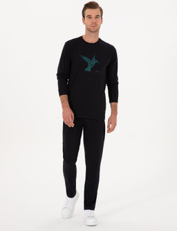 Lacivert Regular Fit Bisiklet Yaka Sweatshirt