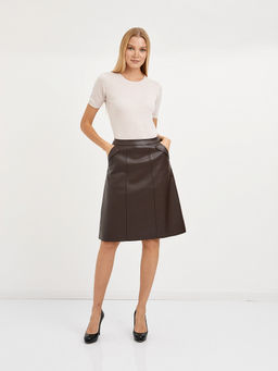юбка длины миди в коричневом цвете