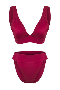 Trendyolmilla Bordo Ucgen Yuksek Bel Brazilian Bikini Tak?m? TBESS25BT00121