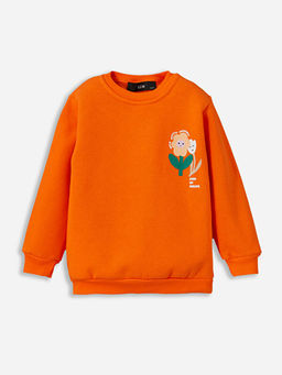 Bisiklet Yaka Bask?l? K?z ?ocuk Sweatshirt
