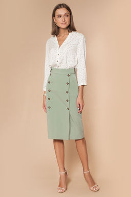 Двубортная юбка-карандаш с одной шлицей - Vilatte фото 6