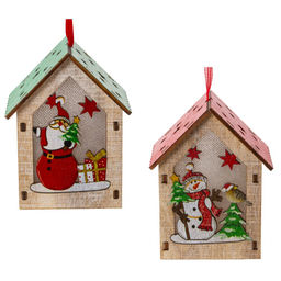 Изделие декоративное подвесное "Домик" с подсветкой, L7 W5 H9,5 см, 2в.