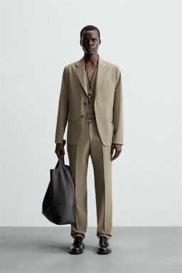 TEXTURED SUIT TROUSERS