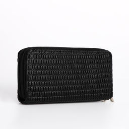 Кошелёк женский на молниях с ремешком, 19×4×9.5 см, текстурный, чёрный