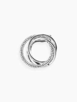 Зажим для платка "Узоры" круг, цвет белый в серебре