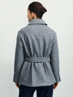 Куртка-рубашка из ткани с ворсом на поясе / Zarina  фото 8