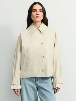 Хлопковый укороченный тренч оверсайз с капюшоном ZR2604102206-60 / Zarina  фото 4