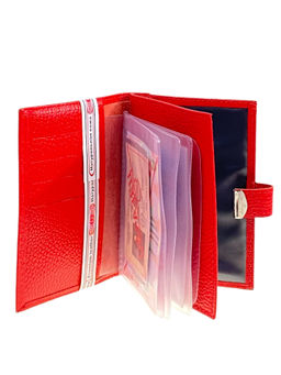 Обложка для паспорта и автодокументов из натуральной кожи, цвет красный - Greta фото 2