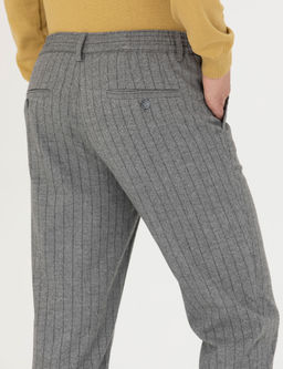 Gri Ekstra Slim Fit _izgili Kuma_ Pantolon