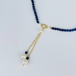 Колье из Содалита и Жемчуга 42 см +