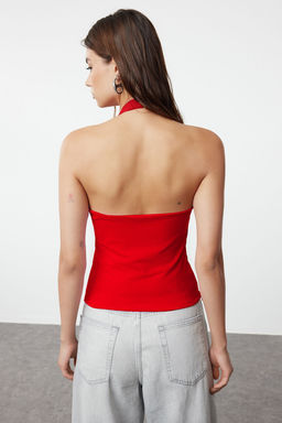 K?rm?z? Fitted/Vucuda Oturan Esnek Orme Bluz TWOSS24BZ00492