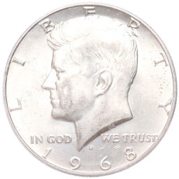 Монета 1/2 доллара (50 центов) 1968 года D США