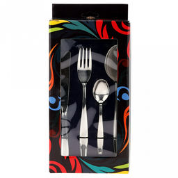 Набор столовых приборов "Этикет" 24 предметов: вилка столовая - 6шт, ложка столовая - 6шт, нож столовый - 6шт, ложка чайная - 6шт, нержавеющая сталь 18/10, 18/0, ГОСТ Р 51687-2000, 2,5мм, картонная коробка "витрина" (Россия)