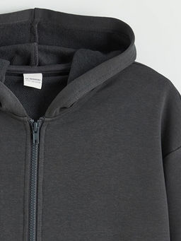 Kap??onlu Erkek ?ocuk Fermuarl? Sweatshirt