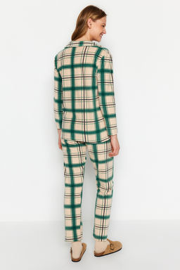 Trendyolmilla Yesil Nak?sl? Ekoseli Polar K?sl?k Orme Pijama Tak?m? THMAW24PT00175  фото 6