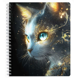 Тетрадь Copybook, 80 л, клетка, арт. 68516/ 5 АСТРАЛЬНЫЙ КОТ /А5+, гребень по длинной стороне, обложка - печать по фольге, выборочный ТВИН УФ-лак, мелованный картон 210 г/м?,