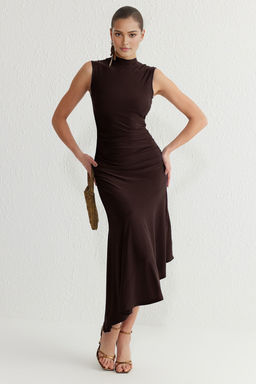 TRENDYOLMILLA Siyah Etek Ucu F?rf?r Detayl? Orme S?k Elbise TPRSS25EL00005 фото 8