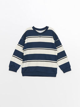 Bisiklet Yaka Uzun Kollu ?izgili Erkek Bebek Sweatshirt