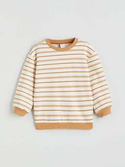 Bisiklet Yaka ?izgili Erkek Bebek Sweatshirt ve Pantolon 2li