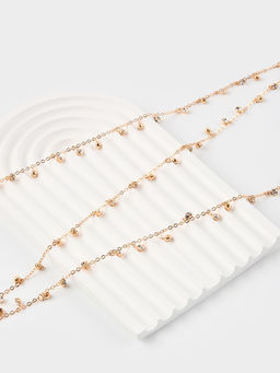 Цепочка со стразами 4 мм. L=100 см, мелкое плетение 2*1,8 мм, цвет золото