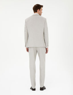 Bej Ex. Slim Fit Yelekli Tak_m Elbise