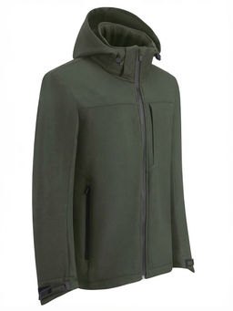 Ветровка мужская софтшелл виндстоппер с капюшоном спортивная цвета хаки 9615_1Kh