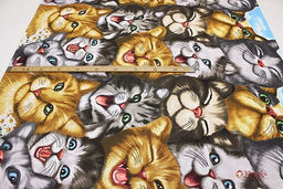 Вафельное полотно Котофеи, ш.1.5м, хлопок-100%, 165гр/м.кв - Купава фото 2